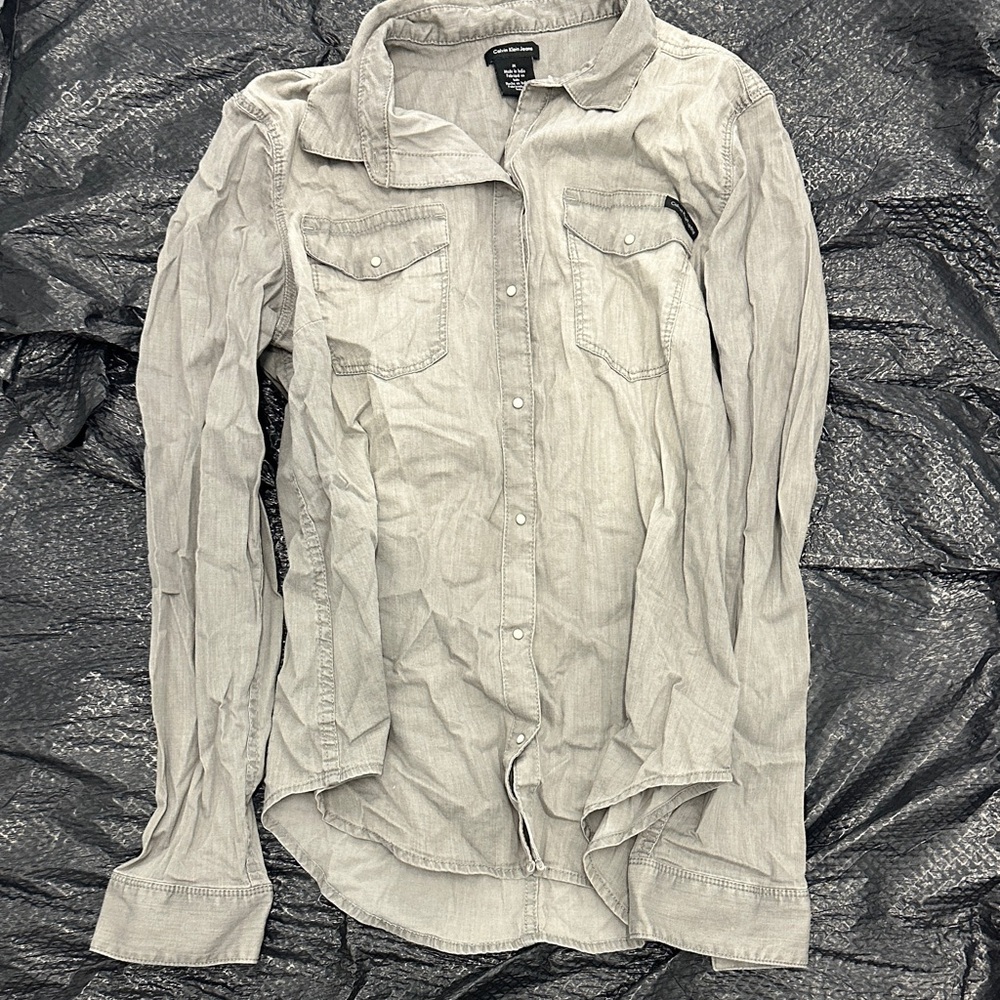 Calvin Klein Gray Button Down Shirt